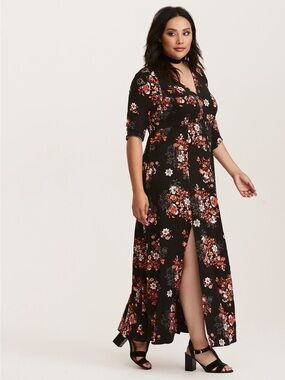 TORRID FLORAL CHALLIS MAXI DRESS